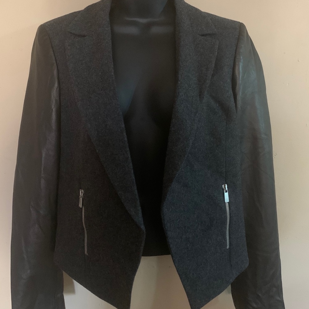 Michael Kors Charcoal Gray leather Jacket size 8